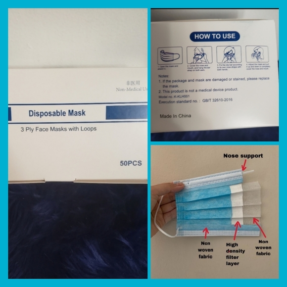 3 Ply Disposable Masks- box of 50 x (3) 150pcs. non medical masks with e… - Picture 2 of 8